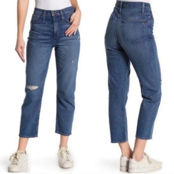 Madewell Cropped Classic Straight Distressed Jean Size 25 - Picture 2 of 12